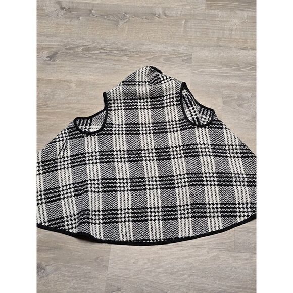 Kaari Blue Women's Black & White Plaid Open Front Sweater Vest Size S/M - Picture 6 of 10